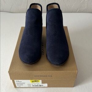 Lucky Brand Blue Ankle Booties Sleek Suede Design